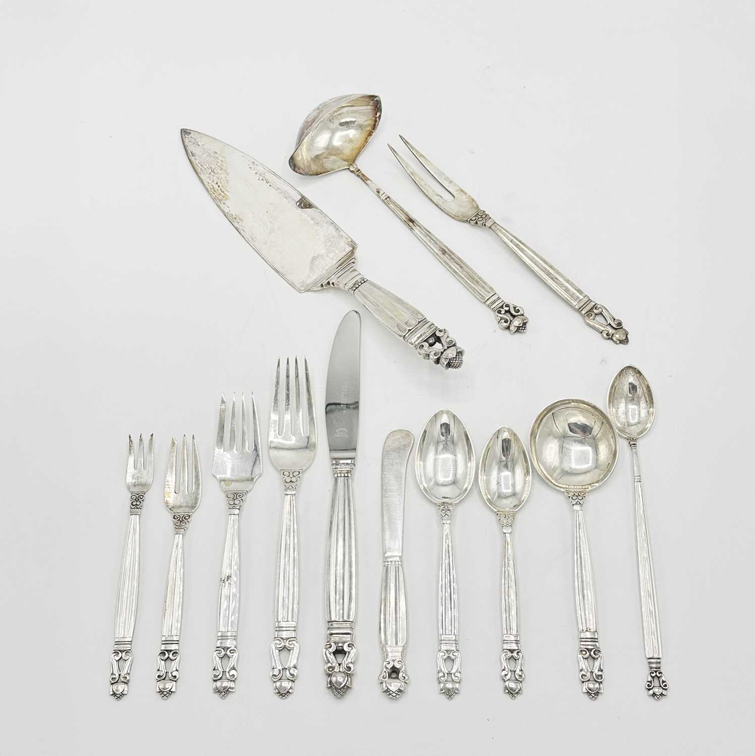 Lot 1243 - Georg Jensen Sterling Silver “Acorn” Pattern Flatware Service