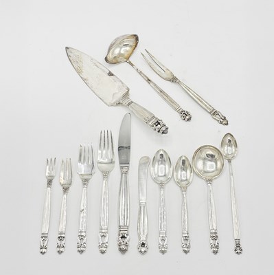 Lot Georg Jensen Sterling Silver “Acorn” Pattern Flatware Service