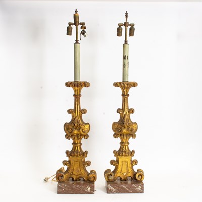 Lot 244 - Baroque Style Gilt Painted Carved Floor Lamps