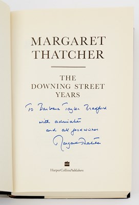 Lot 13 - A fine association copy between Margaret Thatcher and Barbara Taylor Bradford