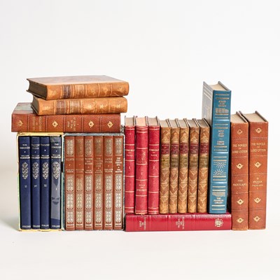 Lot 16 - A group of leather bound books, one signed by Joseph Heller