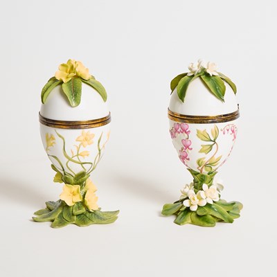 Lot 48 - Pair of Boehm Porcelain Eggs Depicting Spring and Summer