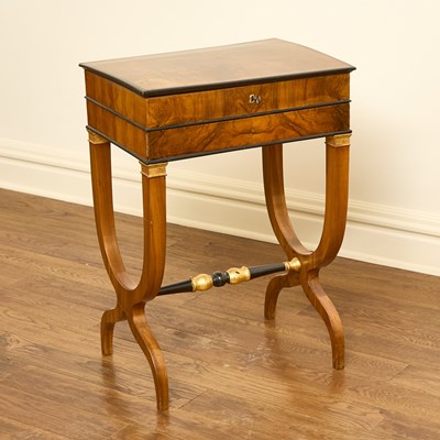 Lot 50 - Biedermeier Part Ebonized Walnut Sewing Table