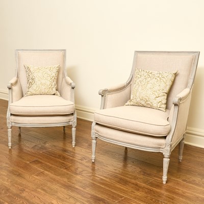 Lot 60 - Pair of Louis XVI Style Painted Bergeres