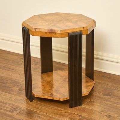 Lot 64 - Art Deco Ebonized and Walnut Side Table