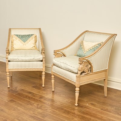 Lot 68 - Pair of Empire Style Stripped Wood Bergeres
