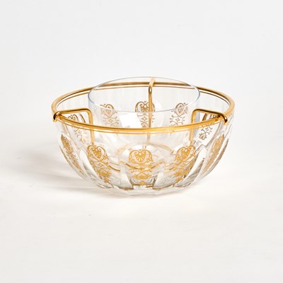 Lot 55 - Baccarat Gilt-Decorated Glass Caviar Dish Set