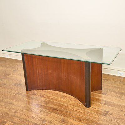 Lot 84 - Large Glass and Wood Side Table