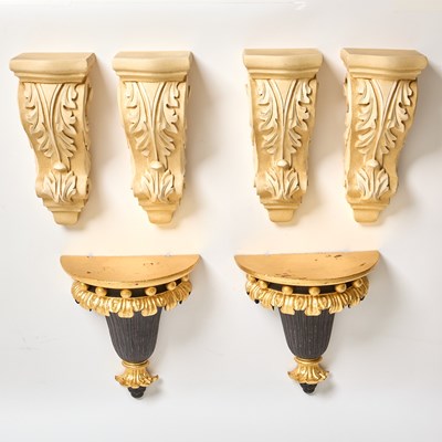 Lot 86 - Three Pairs of Wooden Wall Brackets