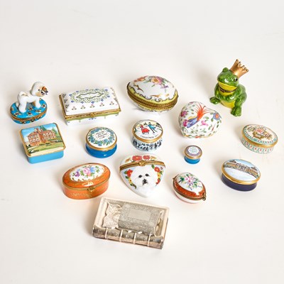 Lot 62 - Group of Enamel, Silver Plated and Porcelain Boxes
