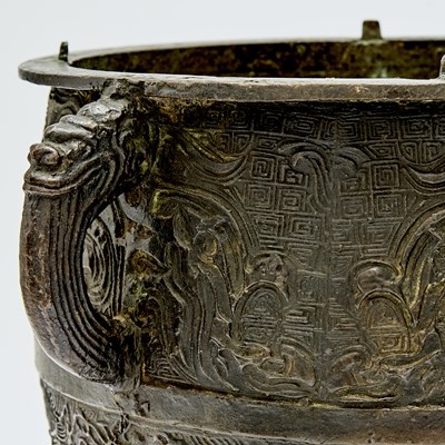 Lot 71 - A Large Chinese Bronze Tripod Censer and Cover