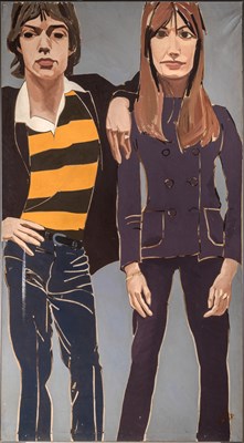 Lot 624 - A fabulous large painting of Mick Jagger and Françoise Hardy