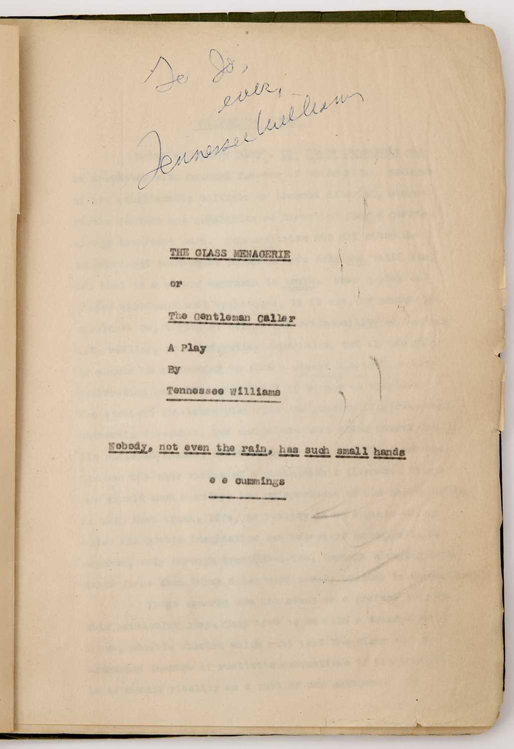 Lot 560 - An extraordinary copy of Tennessee Williams The Glass Menagerie