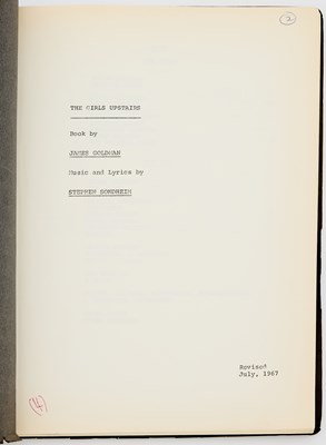 Lot 571 - A preproduction script for Sondheim's "The Girls Upstairs," later "Follies"