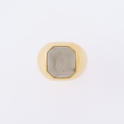 Lot 3072 - Gold and Carved Rock Crystal Intaglio Ring