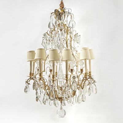 Lot 308 - Louis XV/XVI Transitional Style Gilt-Brass and Glass Twelve-Light Chandelier