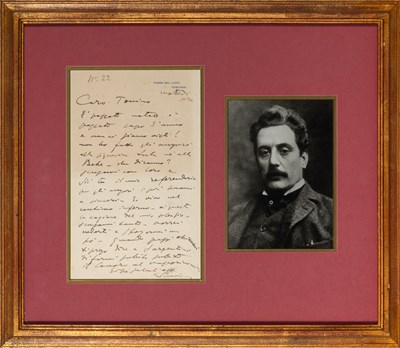 Lot A letter from Puccini in "hell" in the midst of scandal