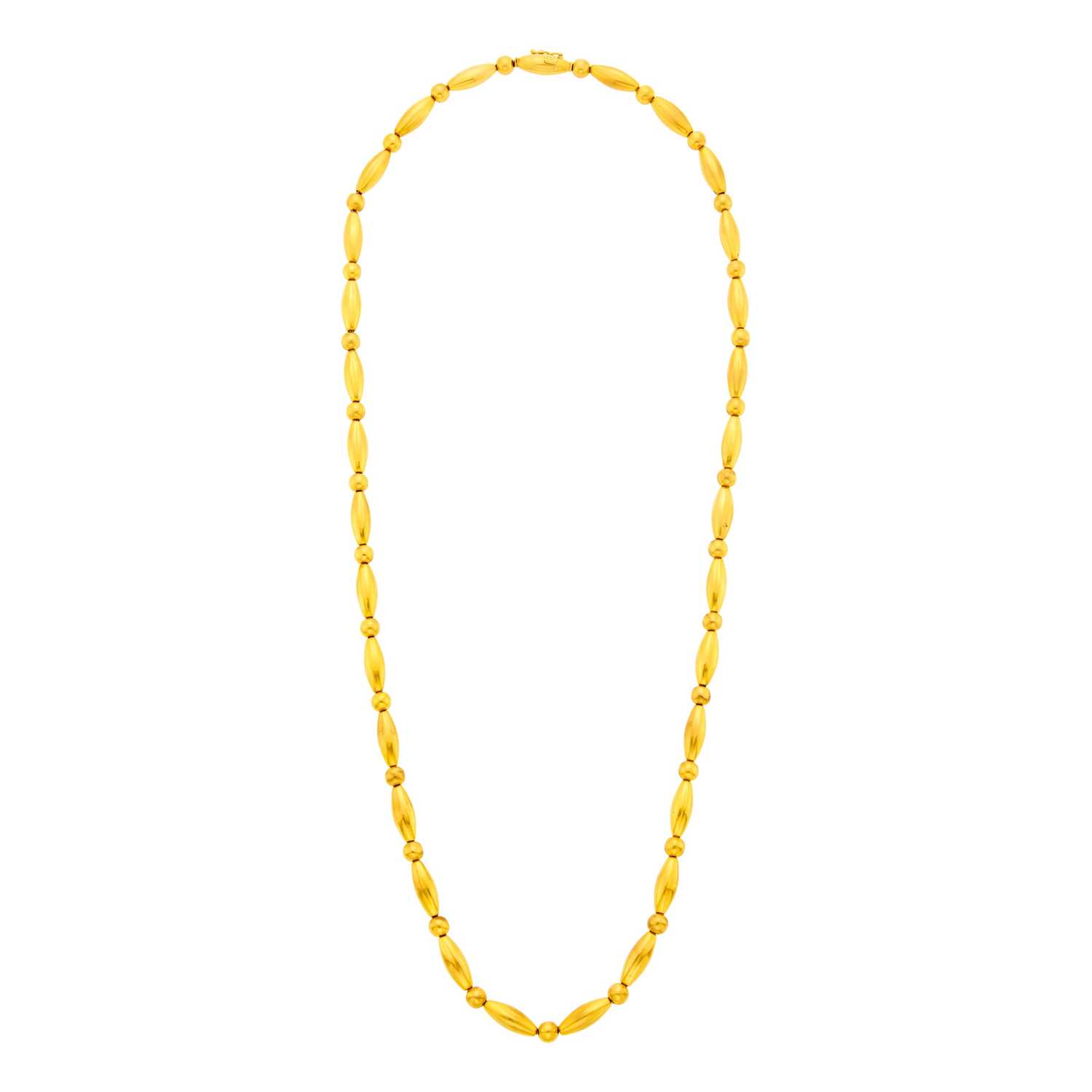 Lot 2116 - Ilias Lalaounis Long Gold 'Minoan Mycenaean' Bead Necklace