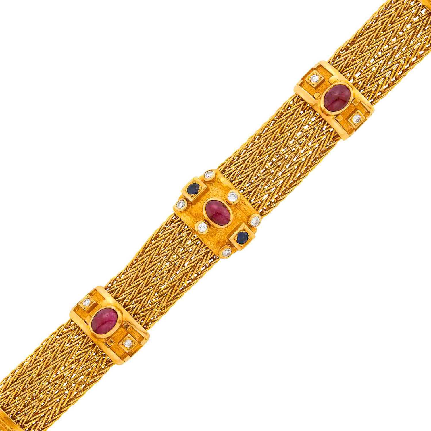 Lot 113 - Ilias Lalaounis Gold, Diamond and Gem-Set Bracelet
