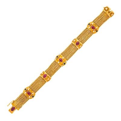 Lot 113 - Ilias Lalaounis Gold, Diamond and Gem-Set Bracelet