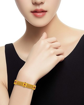 Lot 113 - Ilias Lalaounis Gold, Diamond and Gem-Set Bracelet