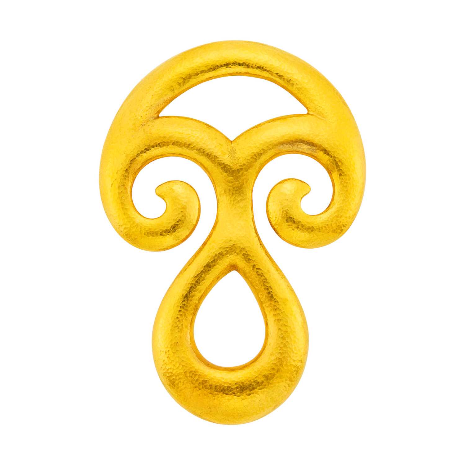Lot 2118 - Ilias Lalaounis Hammered Gold Pendant Clip-Brooch