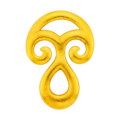 Lot 2118 - Ilias Lalaounis Hammered Gold Pendant Clip-Brooch
