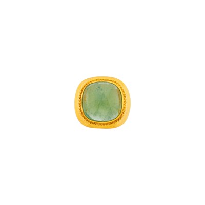 Lot 2119 - Ilias Lalaounis Gold and Cabochon Green Beryl Ring