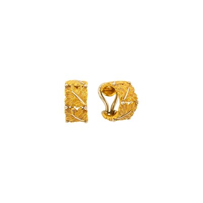 Lot 2046 - Buccellati Pair of Two-Color Gold Leaf Earclips