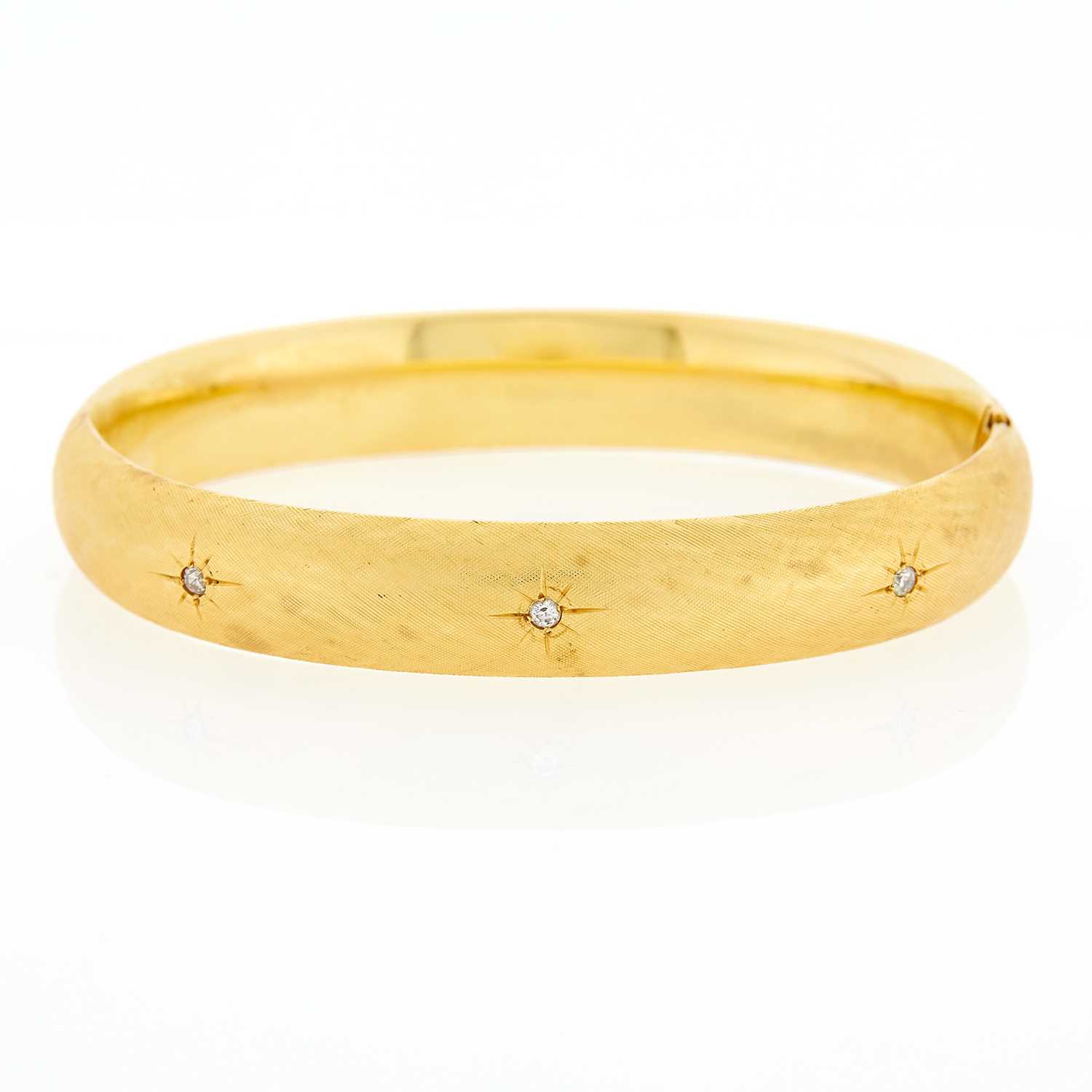 Lot 2079 - Gold and Diamond Bangle Bracelet