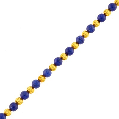 Lot 3024 - Ilias Lalaounis Gold and Lapis Bead Bracelet