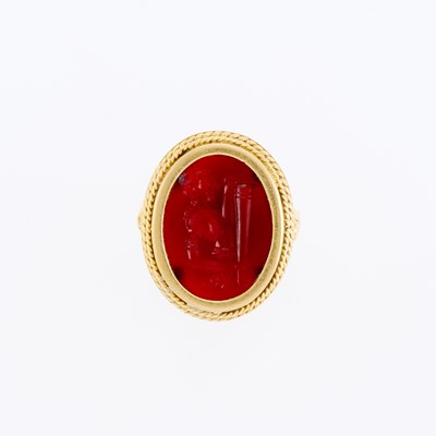 Lot 3006 - Ilias Lalaounis Gold and Carnelian Intaglio Ring