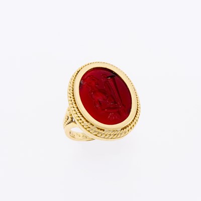 Lot 3006 - Ilias Lalaounis Gold and Carnelian Intaglio Ring