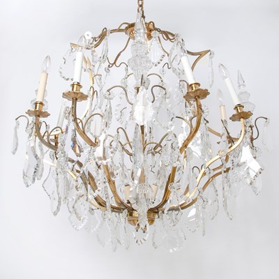 Lot 247 - Louis XV Style Gilt Metal and Glass Eight-Light Chandelier