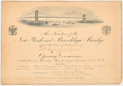 Lot 37 - The Tiffany engraved invitation to the opening of the Brooklyn Bridge