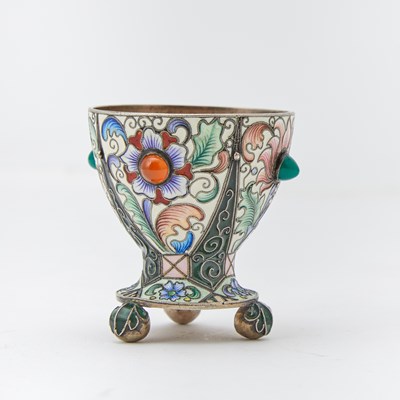 Lot 199 - Russian Silver and Cloisonné Enamel Footed Cup