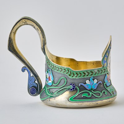 Lot 90 - Russian Silver-Gilt and Cloisonné Enamel Tea Glass Holder