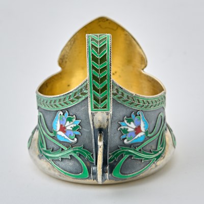 Lot 90 - Russian Silver-Gilt and Cloisonné Enamel Tea Glass Holder