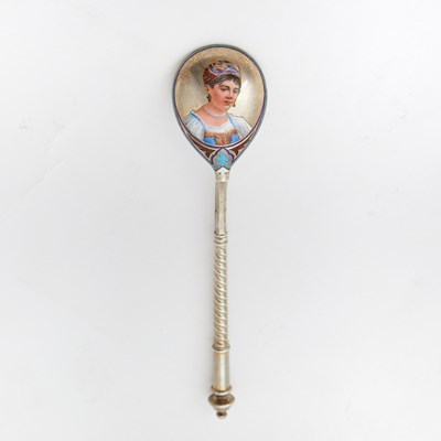 Lot 85 - Russian Silver and En Plein Enamel Spoon