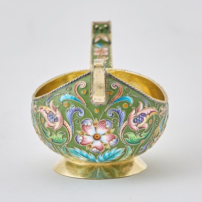 Lot 200 - Russian Silver-Gilt and Cloisonné Enamel Kovsh
