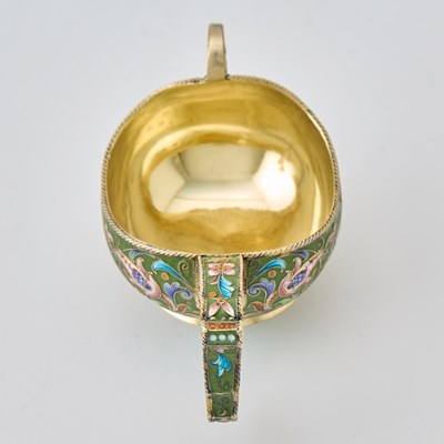 Lot 200 - Russian Silver-Gilt and Cloisonné Enamel Kovsh