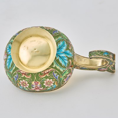 Lot 200 - Russian Silver-Gilt and Cloisonné Enamel Kovsh