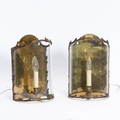 Lot 364 - Pair of Gilt Metal and Glass Wall Sconces