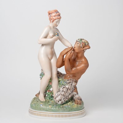 Lot 669 - Royal Copenhagen Porcelain Figural Group Titled "The Handkiss"