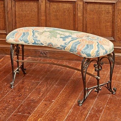 Lot 673 - Upholstered Iron Bench