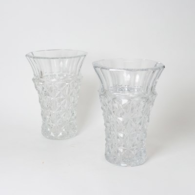 Lot 584 - Pair of Baccarat Crystal Celimène Pattern Vases