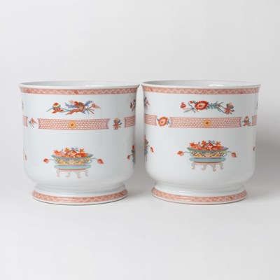 Lot 677 - Pair of Limoges Porcelain "Fou-Tchéou" Pattern Cache Pots