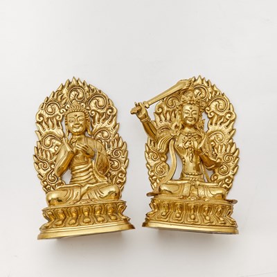 Lot 400 - A Pair of Chinese Gilt Bronze Buddhist Figures