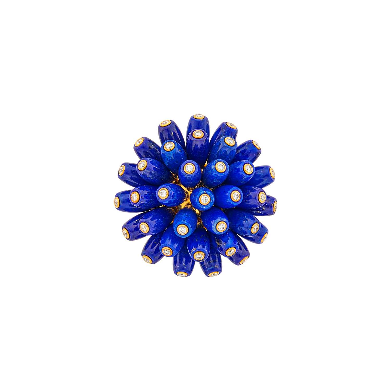 Lot 109 - Cartier Gold, Lapis and Diamond 'Nouvelle Vague' Ring, France