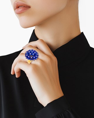 Lot 109 - Cartier Gold, Lapis and Diamond 'Nouvelle Vague' Ring, France